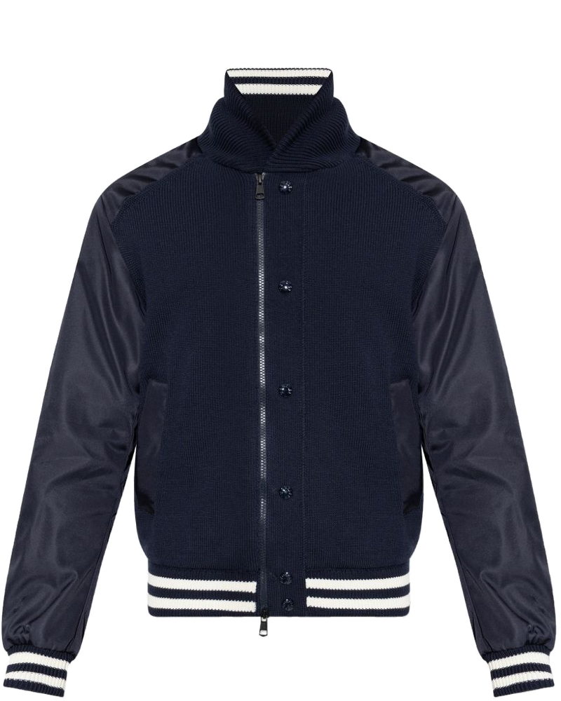 Striped-Trim Knitted Bomber Jacket Moncler оригінал – Купити в Україні