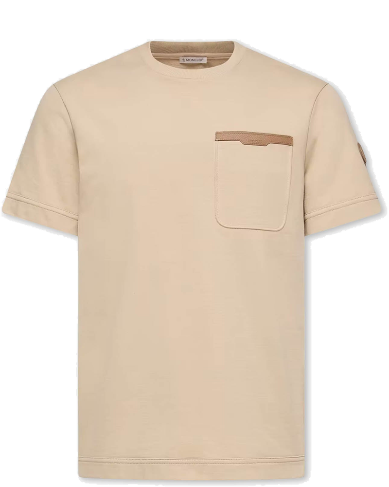 Оригінальна Cotton T-Shirt With Leather Trim Moncler