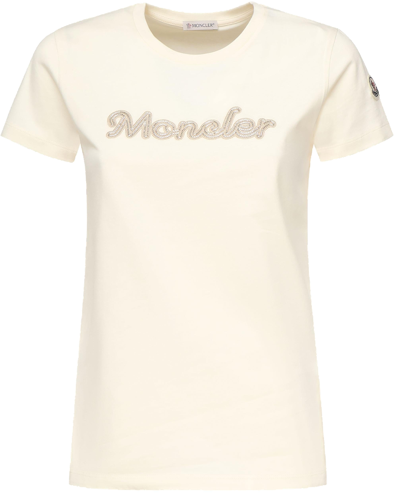 T-Shirt Con Logo Ricamato Con Perle Moncler – Гарантія оригінальності