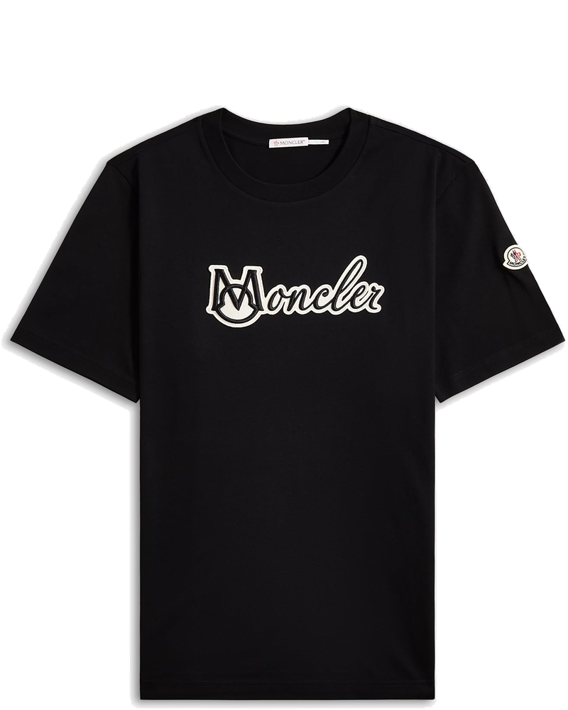 Embroidered Varsity Logo Cotton Jersey Tee Black Moncler – Гарантія оригінальності
