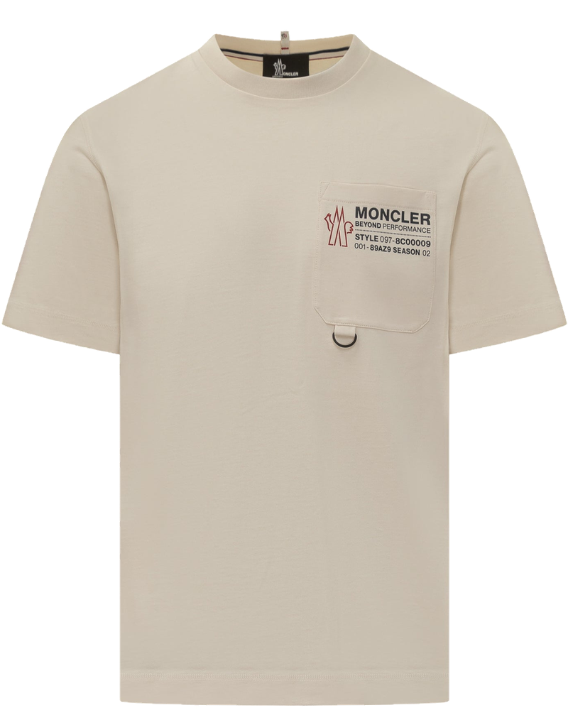 Beige Cotton T Shirt With Pocket Logo Moncler – Гарантія оригінальності