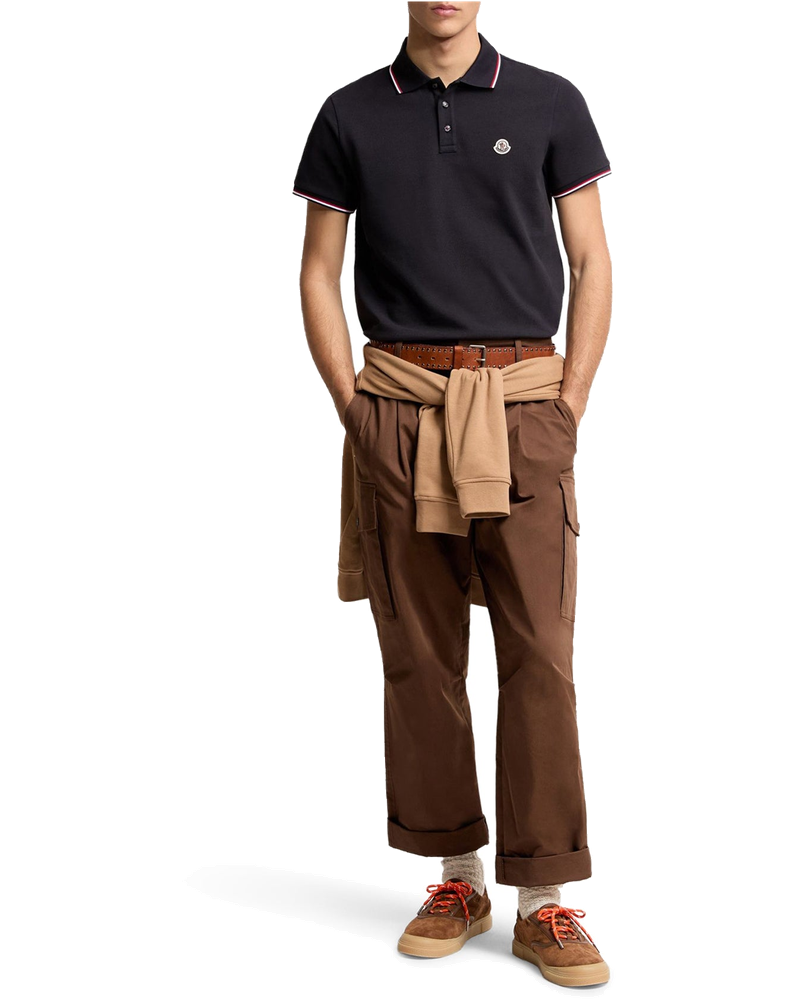 Cotton Piquet Polo Shirt With Tricolor Trim Moncler – Гарантія оригінальності