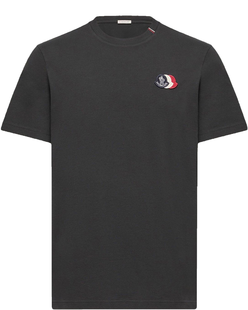 Navy Blue Cotton T-Shirt With Embroidered Tricolor Logo Moncler оригінал – Купити в Україні