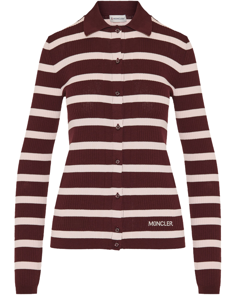 Оригінальна Striped Ribbed Cotton Polo Shirt Moncler