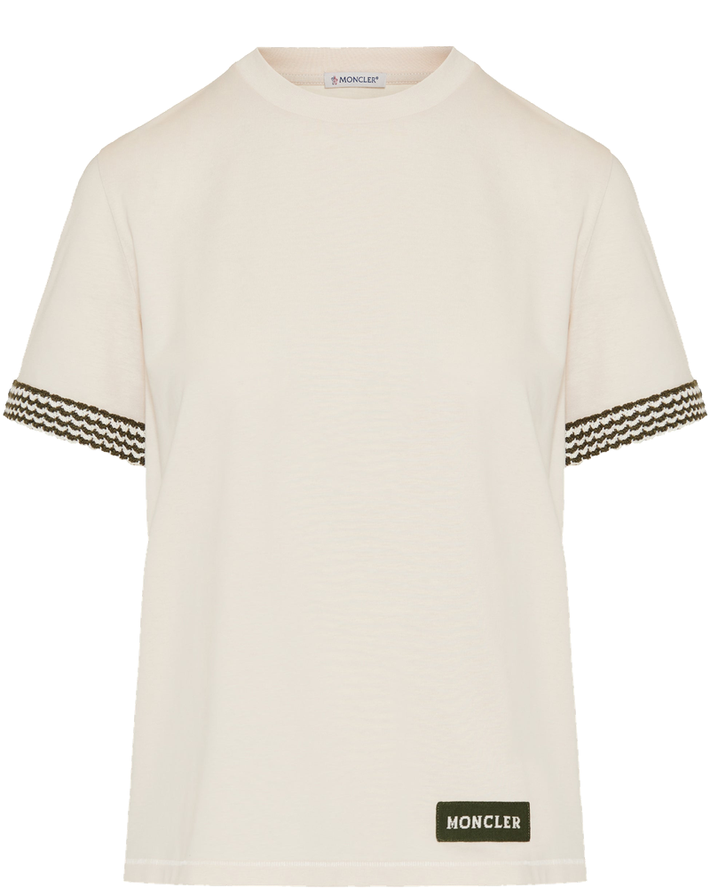 Crochet Trimmed Cotton Logo T Shirt Moncler – Гарантія оригінальності