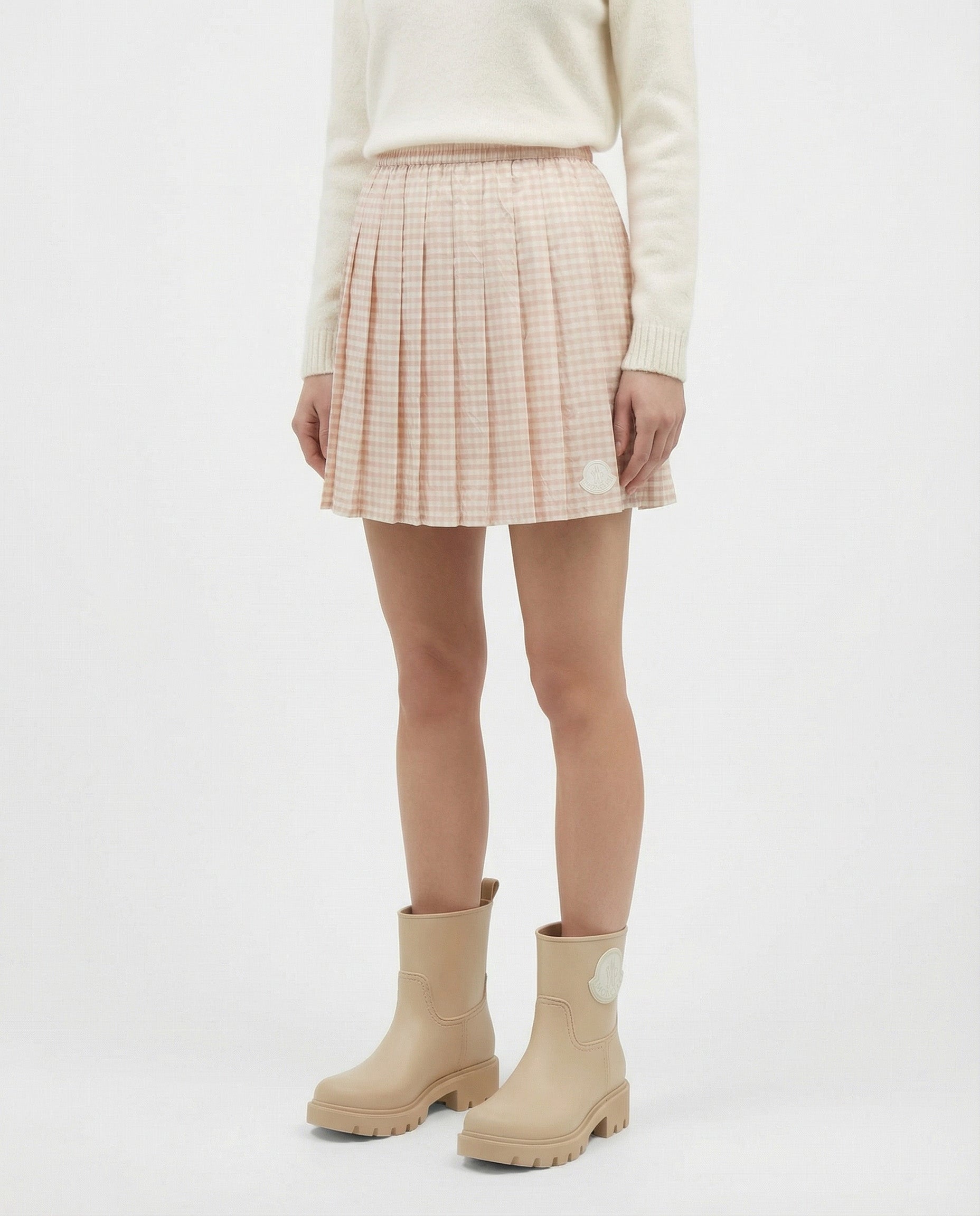 Vichy Cotton Blend Pleated Mini Skirt Moncler – Гарантія оригінальності – вид ззаду - MONCLER