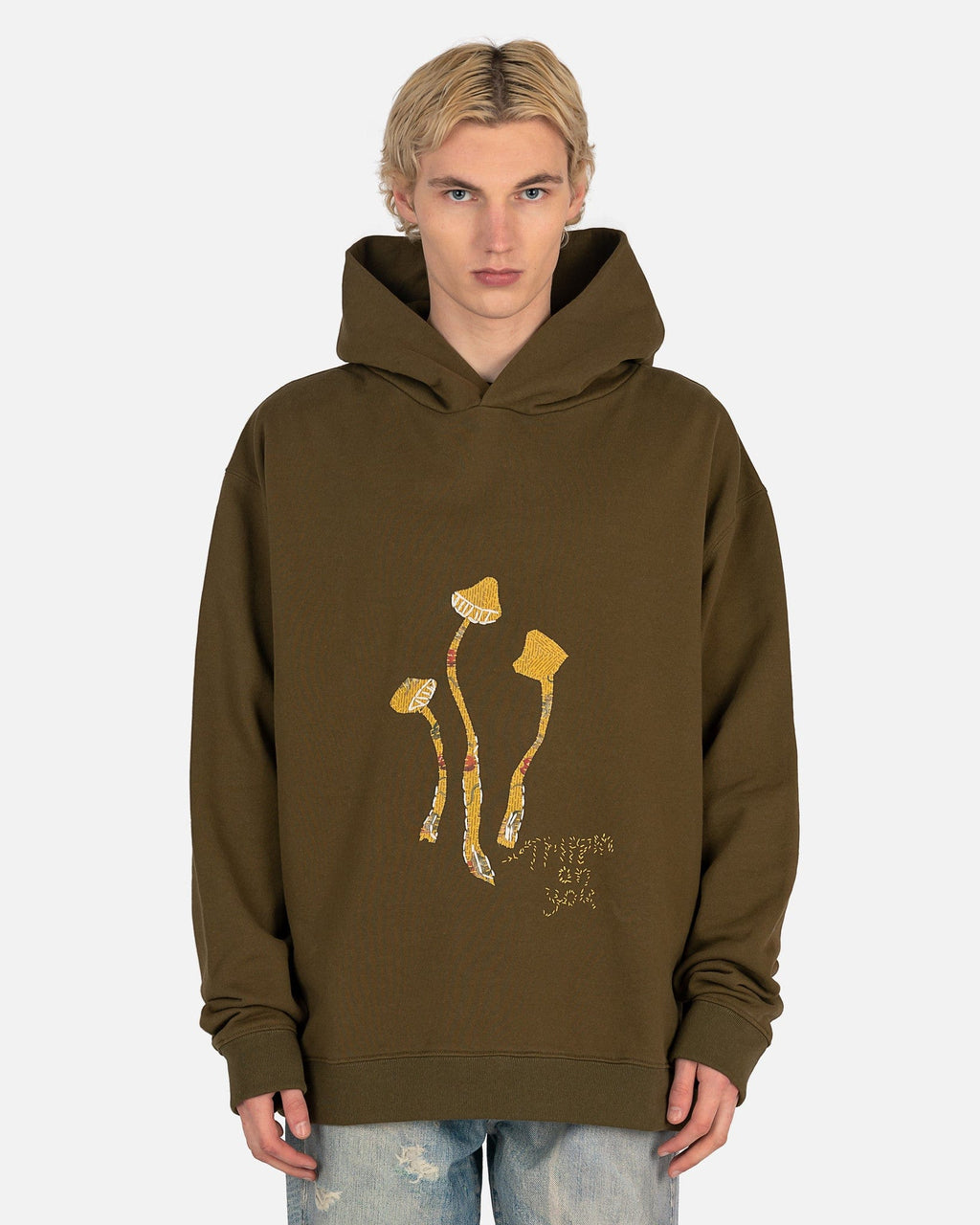 Mushroom Embroidered Hoodie In Green Maison margiela – Гарантія оригінальності – боковий вид