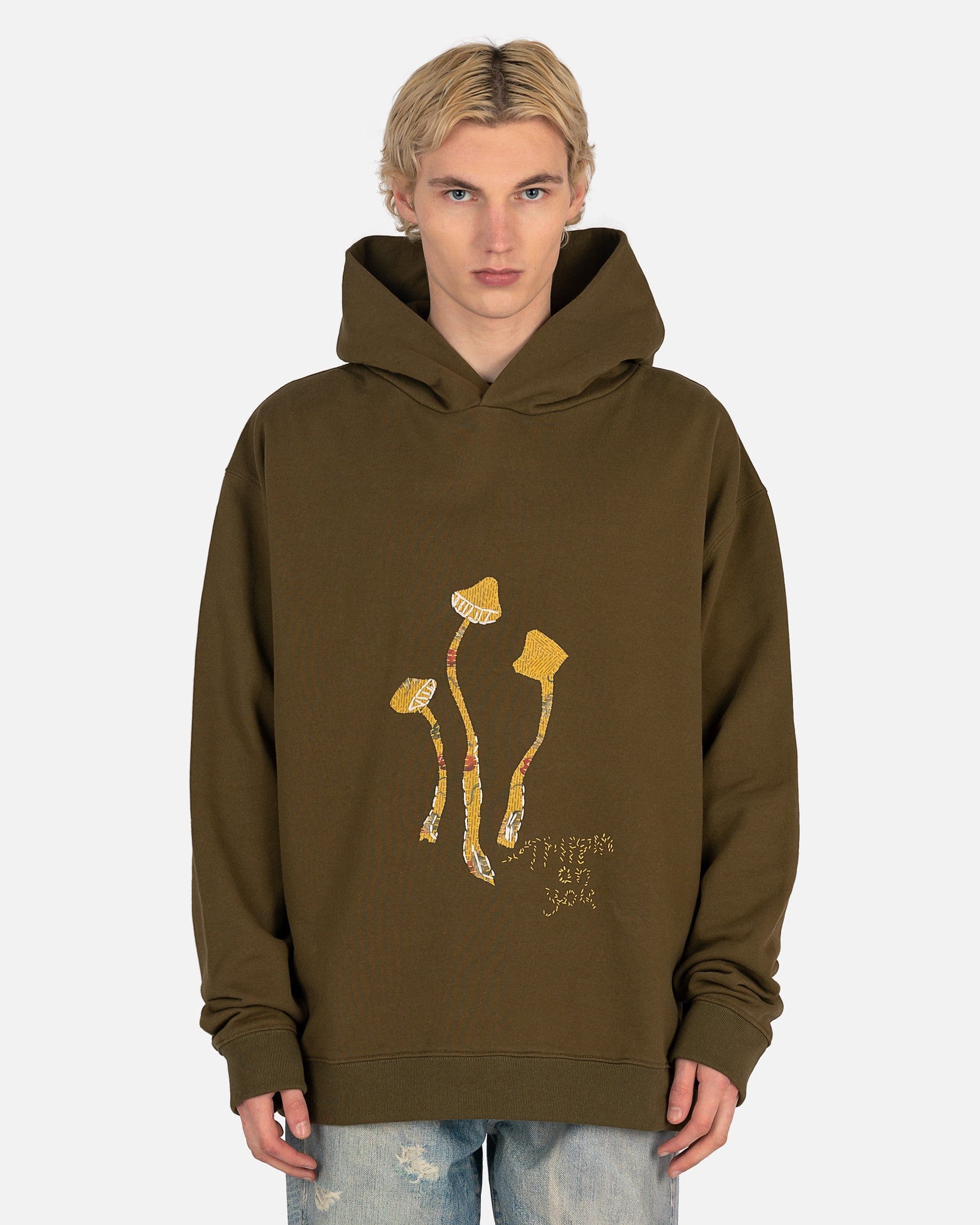 Mushroom Embroidered Hoodie In Green Maison margiela – Гарантія оригінальності – боковий вид