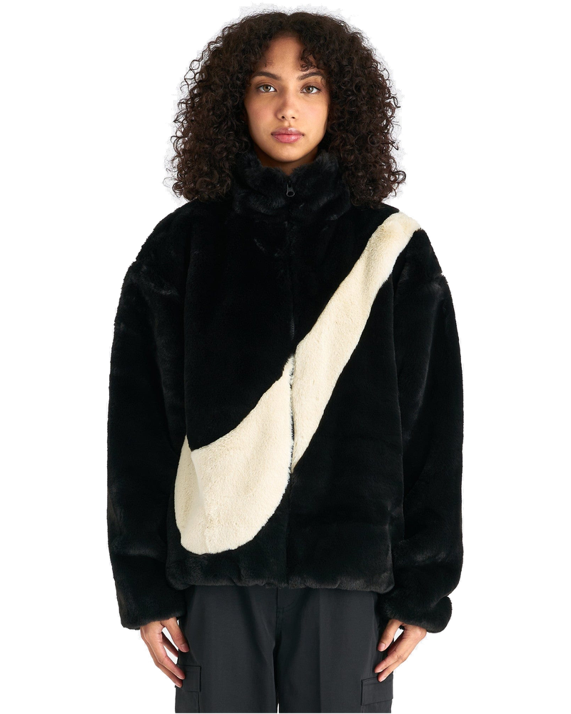 Sportswear Swoosh Faux Fur Jacket In Black Nike оригінал – Купити в Україні