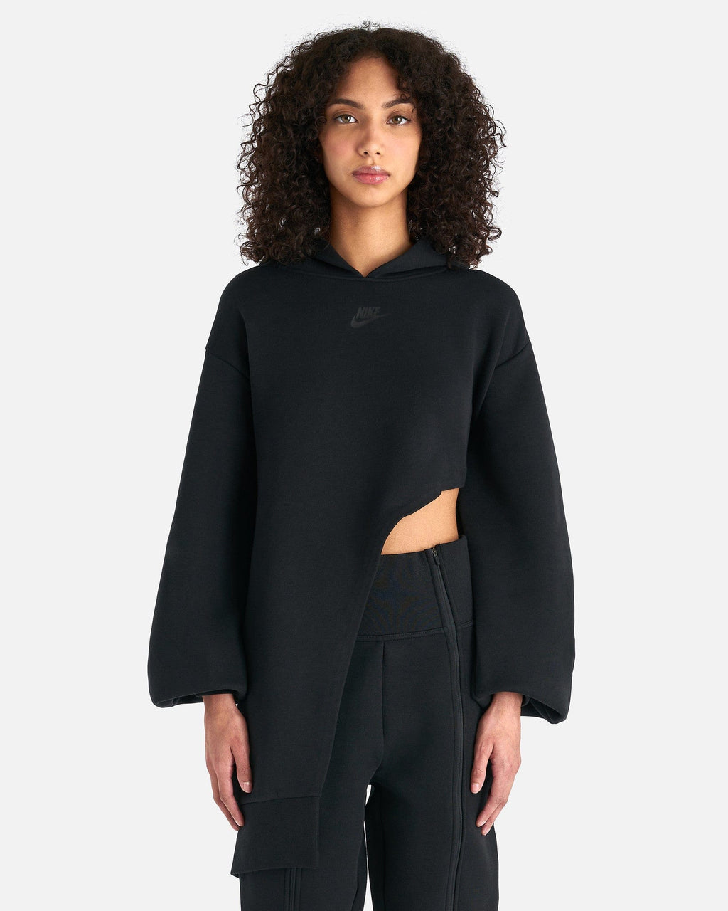 Fleece Asymmetrical Hoodie In Black Nike – Гарантія оригінальності – боковий вид