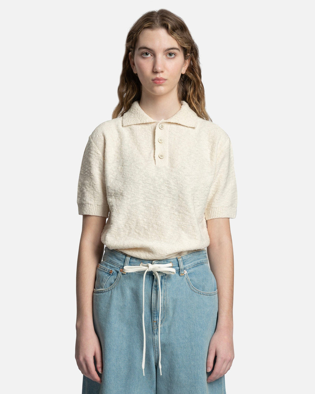 Оригінальна Nostalgic Boucle Polo In Cream Maison margiela – боковий вид