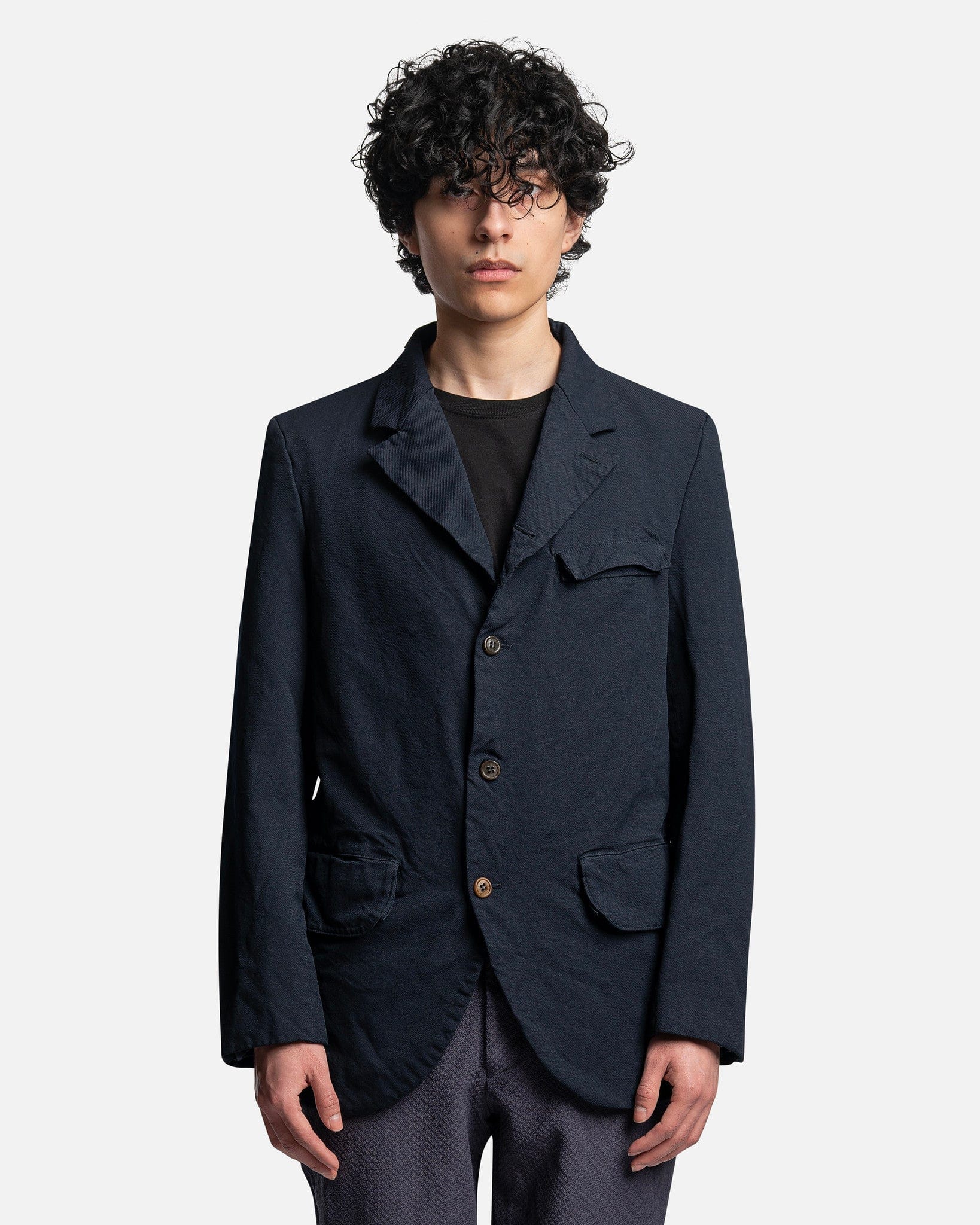 Notched-Collar Single Breasted Blazer In Navy Comme des garcons оригінал – Купити в Україні – боковий вид