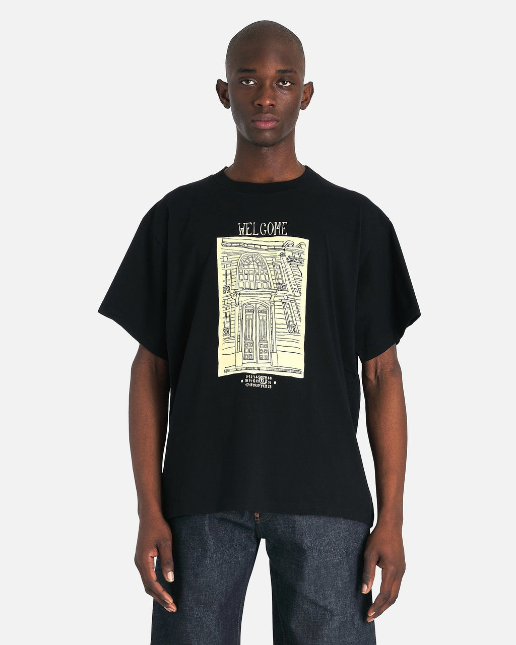 Оригінальна Notebook Sketch Graphic Print T-Shirt In Black Maison margiela – боковий вид