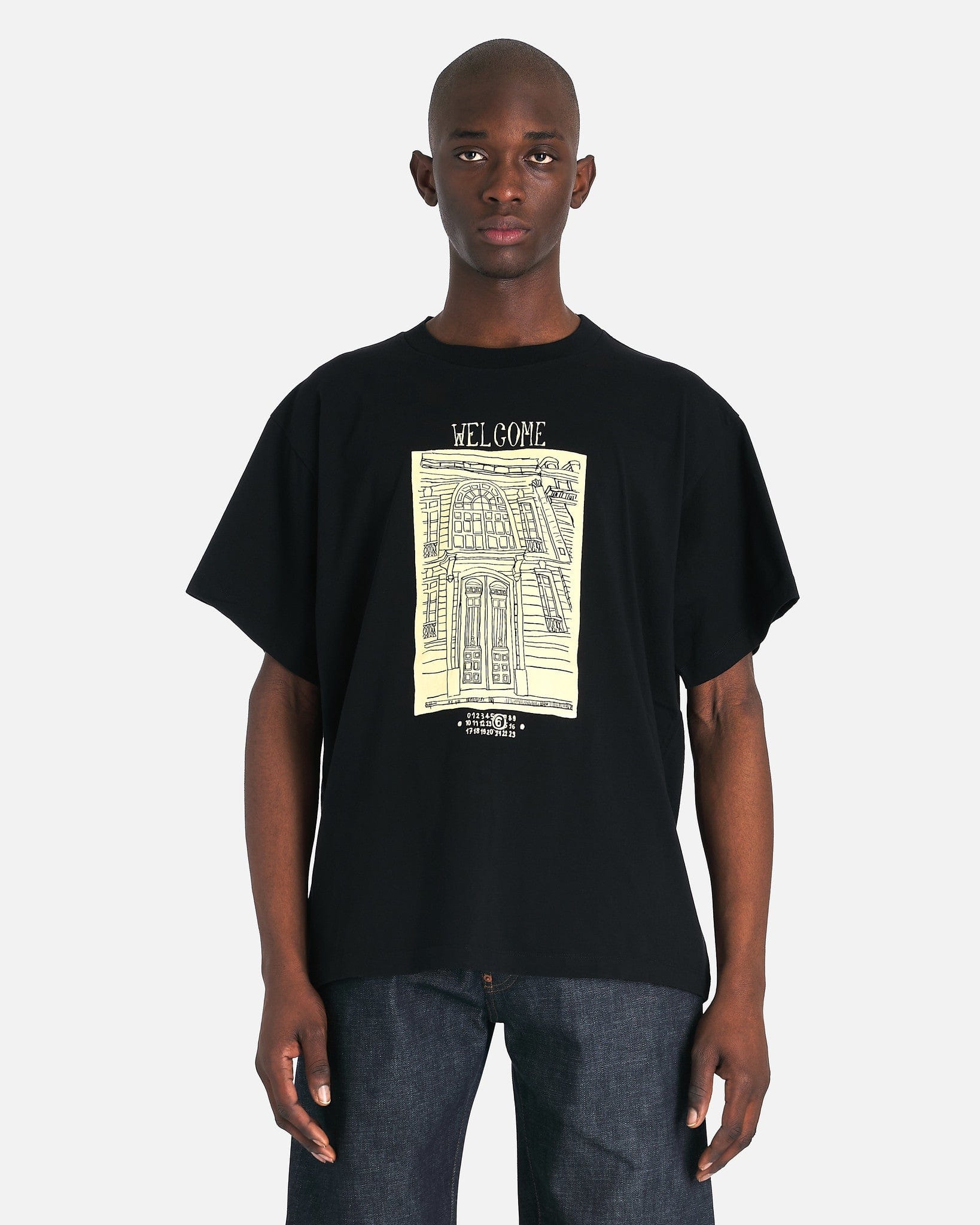 Оригінальна Notebook Sketch Graphic Print T-Shirt In Black Maison margiela – боковий вид