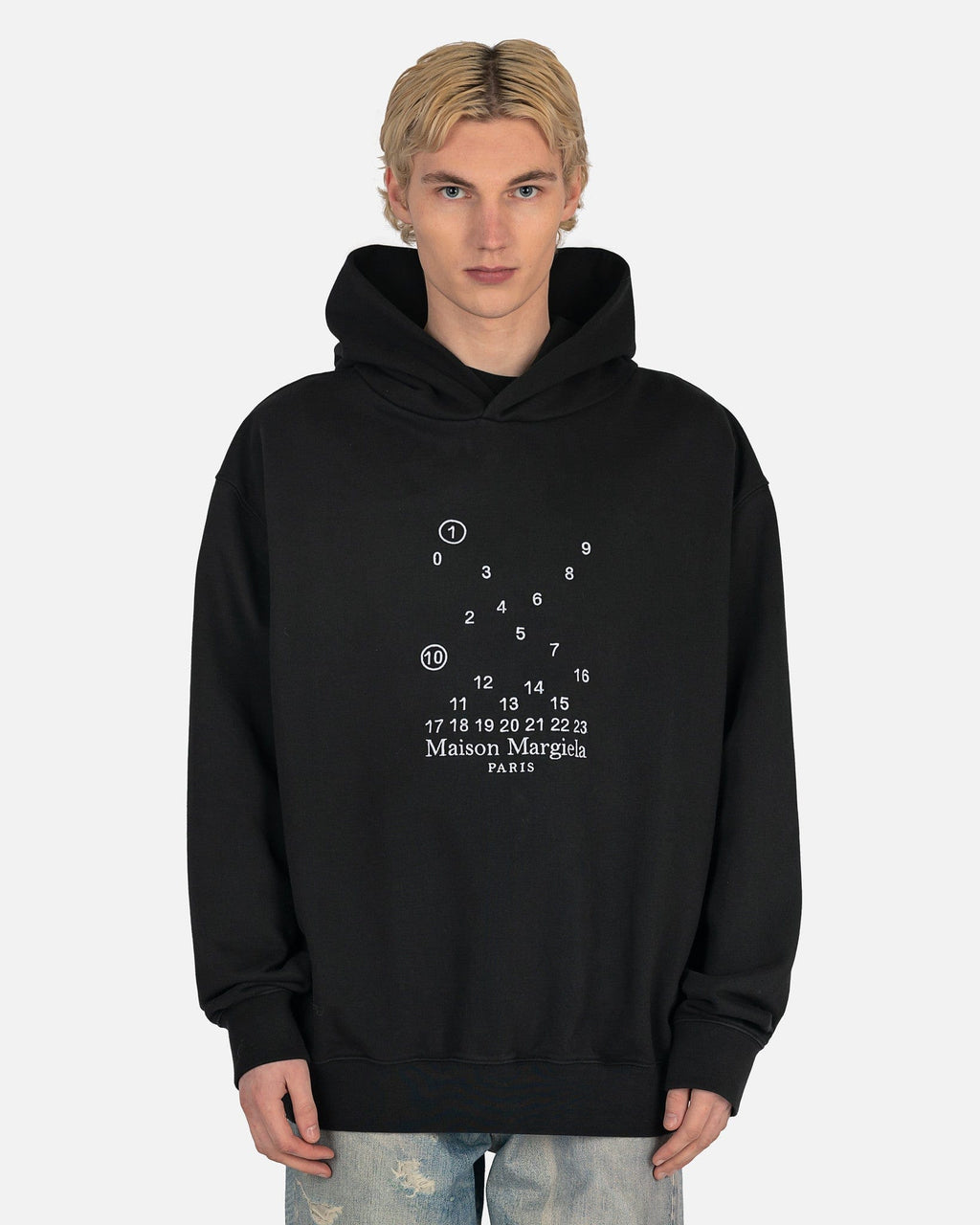 Numbers Logo Hooded Sweatshirt In Black Maison margiela – Гарантія оригінальності – боковий вид