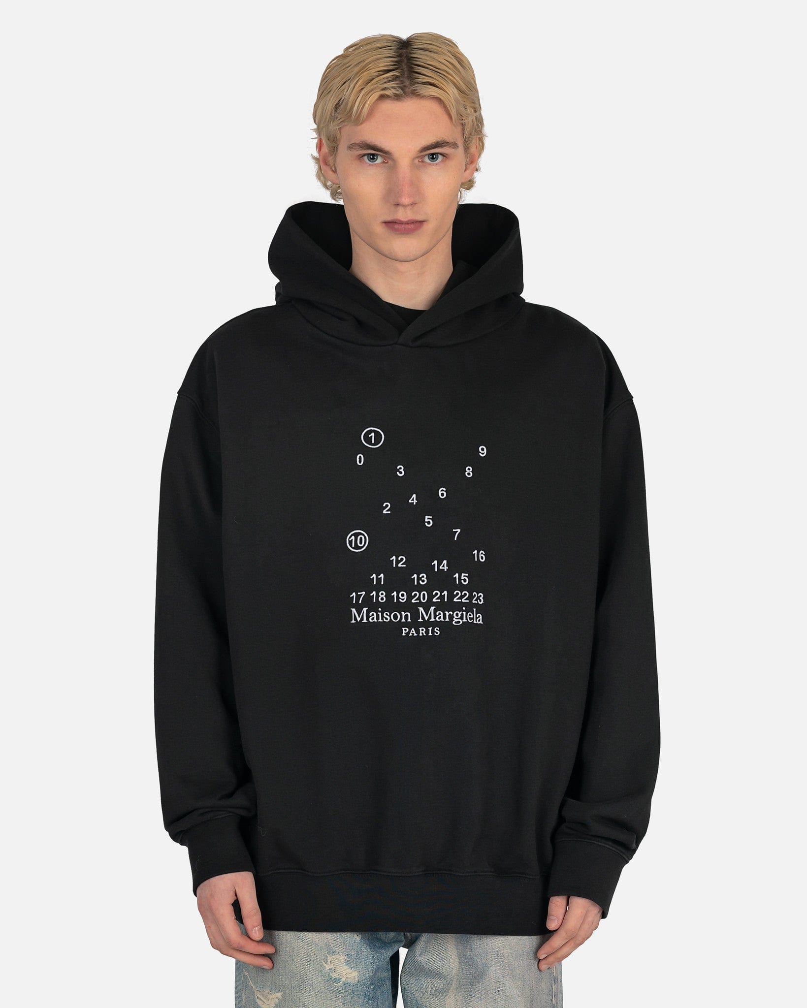Numbers Logo Hooded Sweatshirt In Black Maison margiela – Гарантія оригінальності – боковий вид
