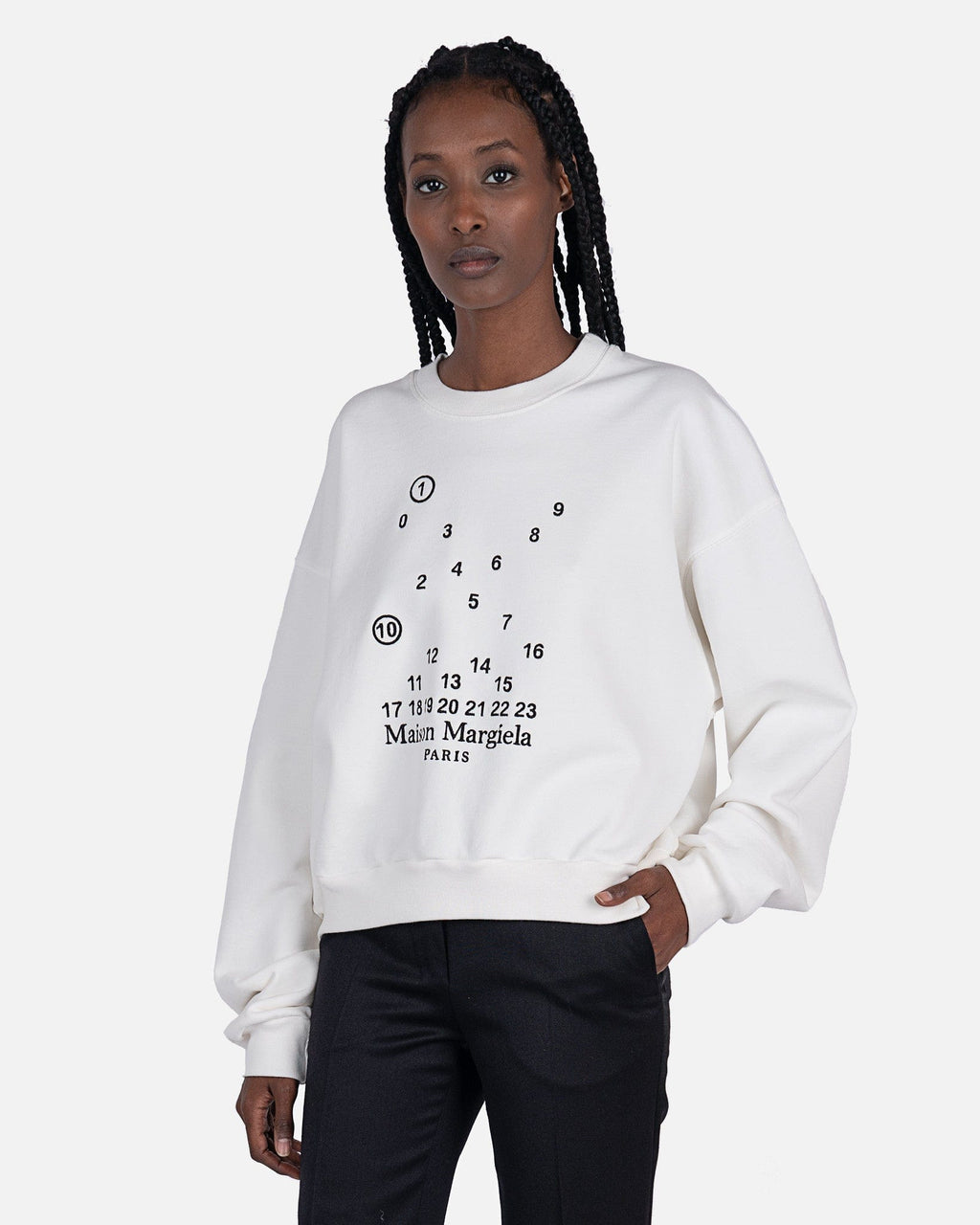 Numbers Logo Sweatshirt In White Maison margiela – Гарантія оригінальності – боковий вид