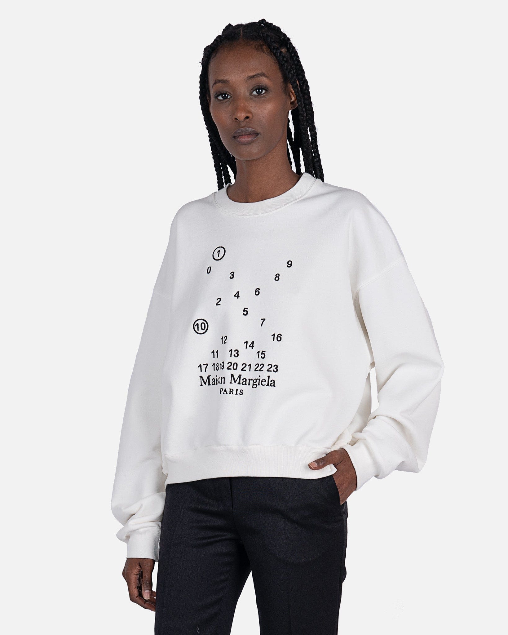 Numbers Logo Sweatshirt In White Maison margiela – Гарантія оригінальності – боковий вид
