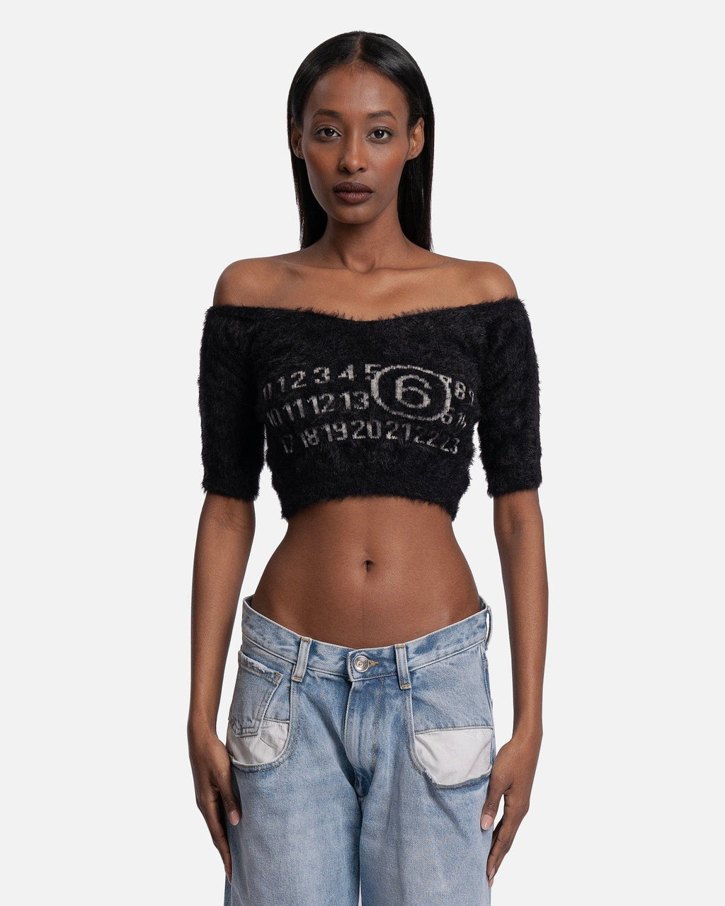 Off-Shoulder Brushed Top In Black Maison margiela оригінал – Купити в Україні – боковий вид