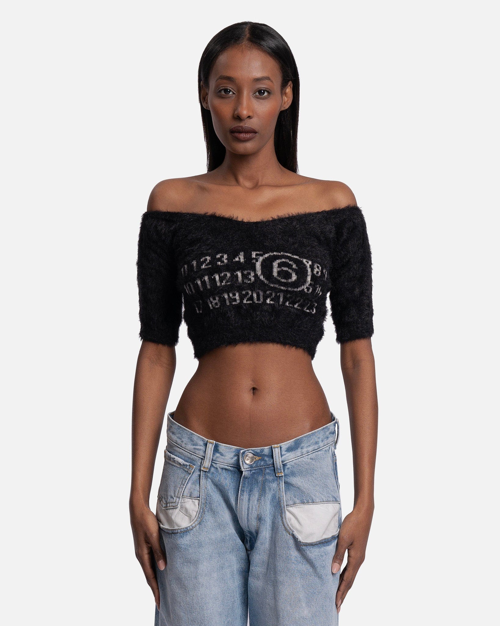 Off-Shoulder Brushed Top In Black Maison margiela оригінал – Купити в Україні – боковий вид