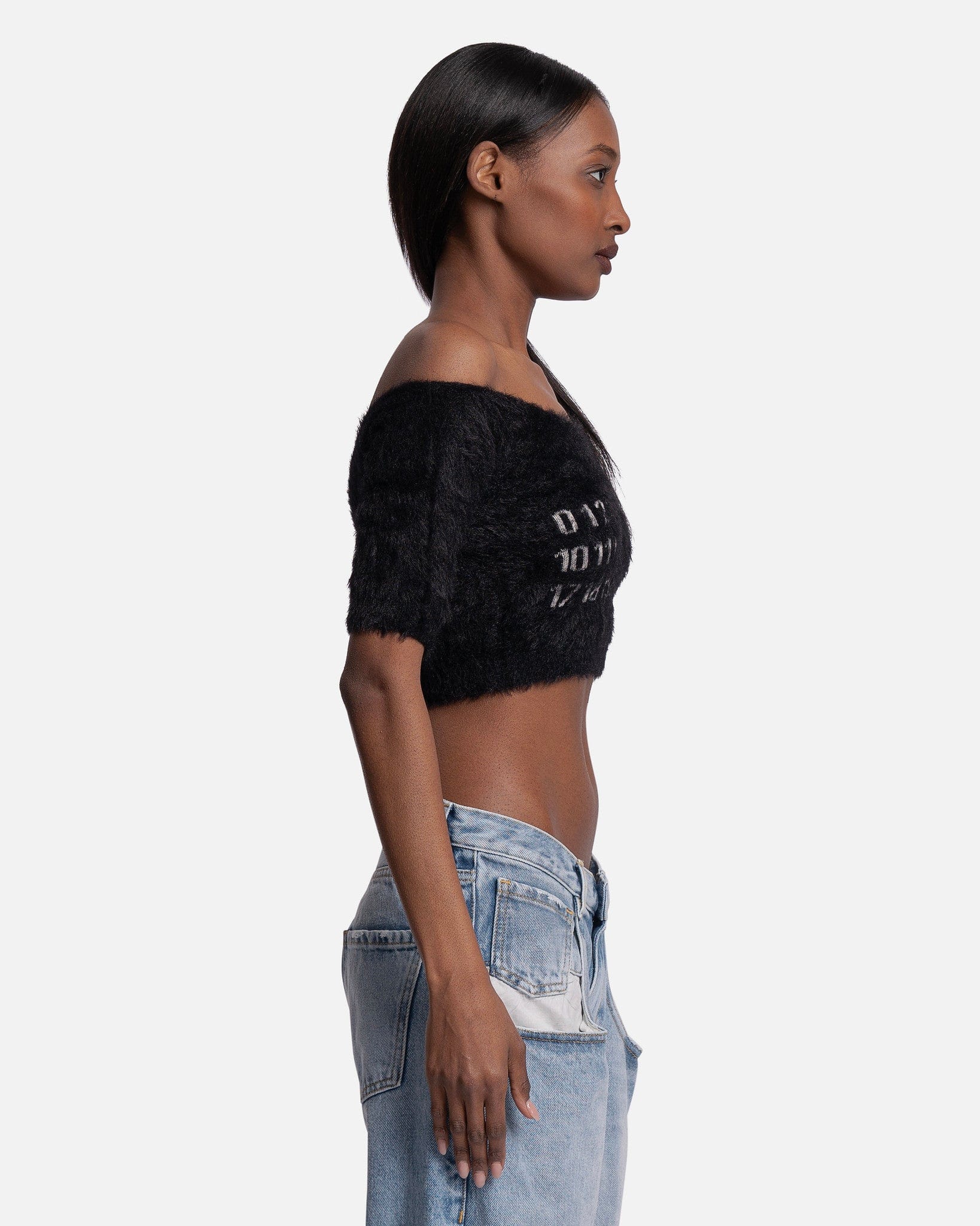 Off-Shoulder Brushed Top In Black Maison margiela оригінал – Купити в Україні – вид ззаду