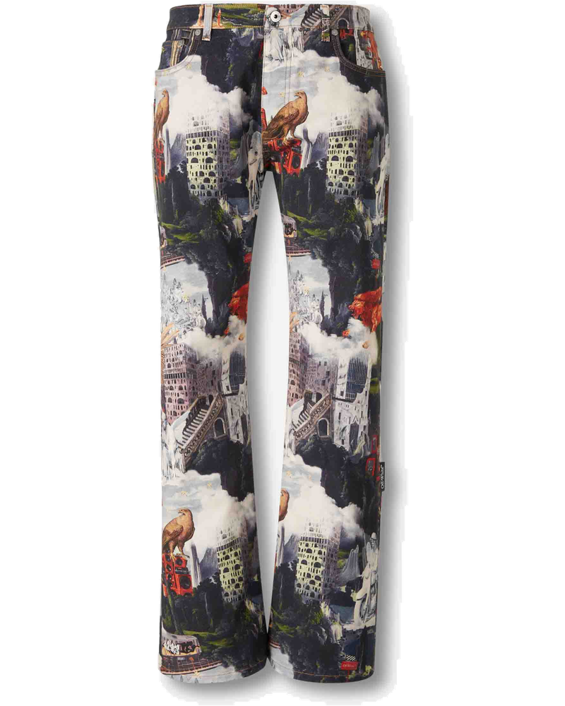 Flared Printed Jeans Off-white оригінал – Купити в Україні