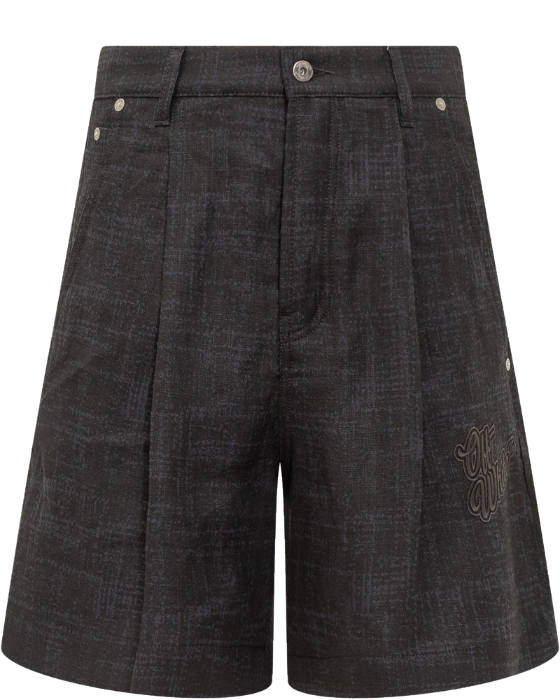 Linen Shorts With Logo Off-white оригінал – Купити в Україні