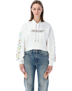 Flower Cropped Hoodie Off-white оригінал – Купити в Україні