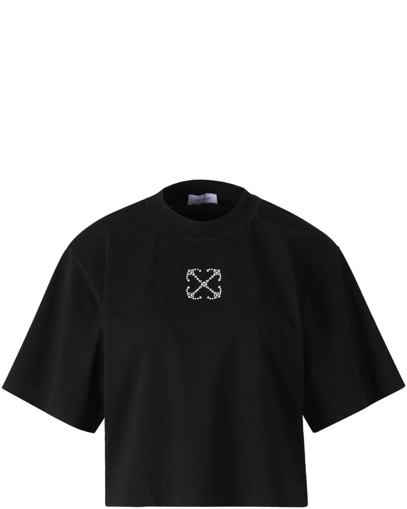 Cropped Cotton T-Shirt Off-white оригінал – Купити в Україні