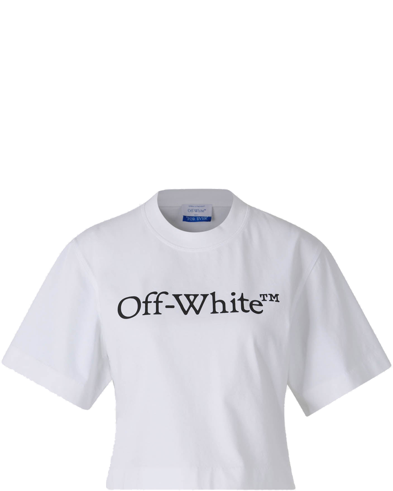 Cropped Cotton T-Shirt Off-white оригінал – Купити в Україні