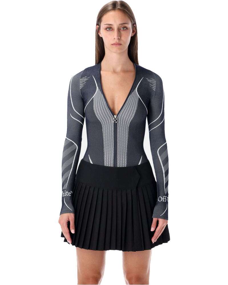 Diag Seamless Black Long Sleeve Zip Bodysuit Off-white оригінал – Купити в Україні