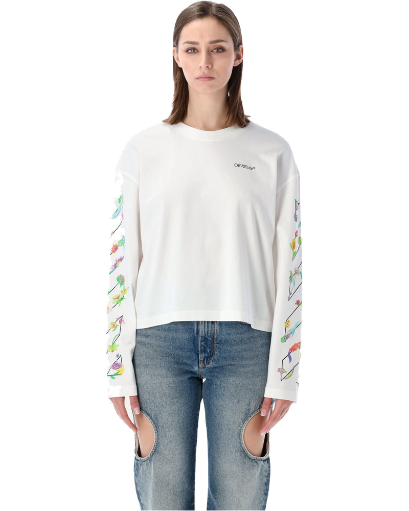 Flower Long Sleeve T Shirt Off-white оригінал – Купити в Україні