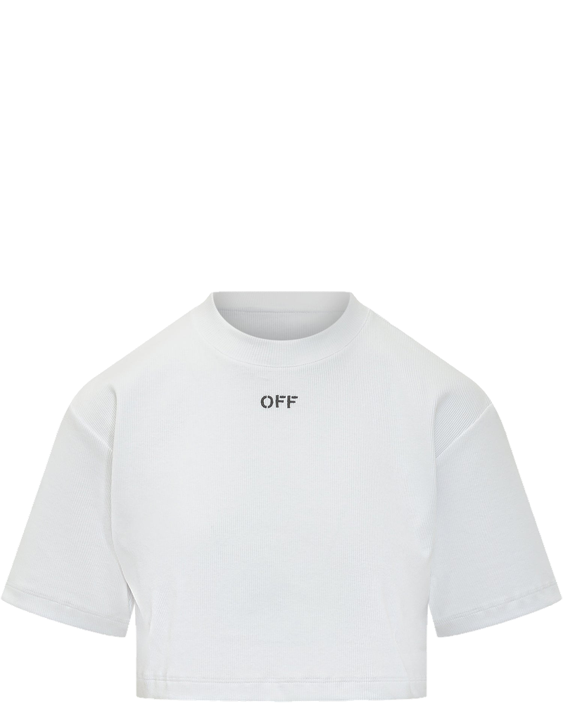 Ribbed Cropped T-Shirt Off-white оригінал – Купити в Україні