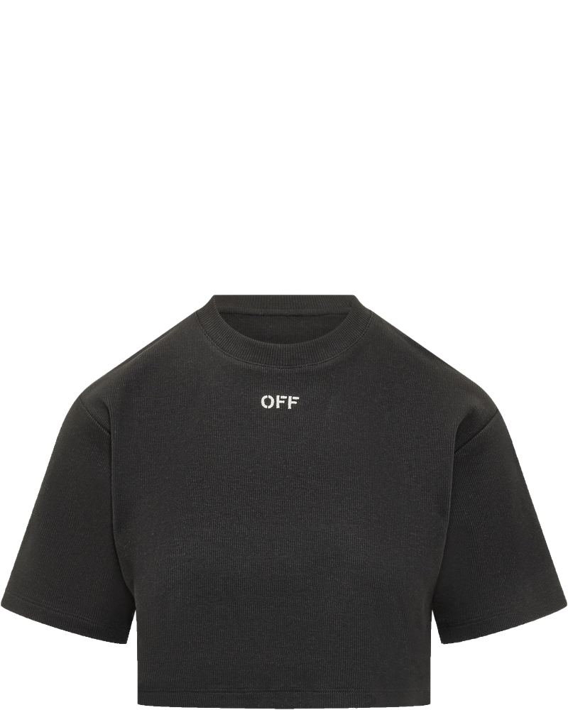 Ribbed Cropped T-Shirt Off-white оригінал – Купити в Україні