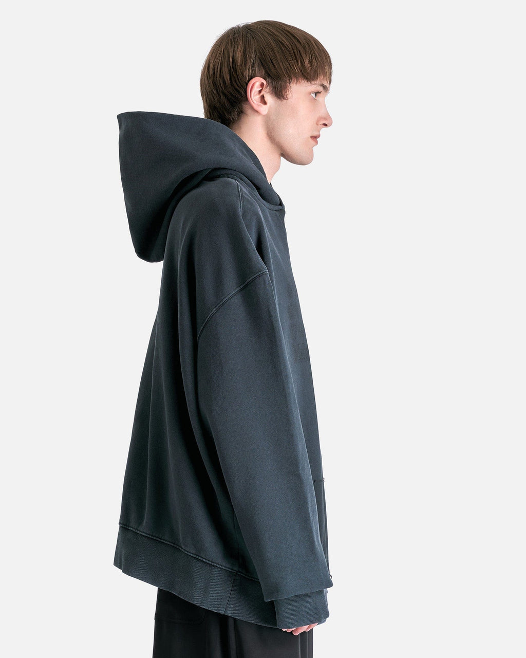 Оригінальна Organic Cotton Fleece Logo Sweatshirt In Washed Black Maison margiela – вид ззаду
