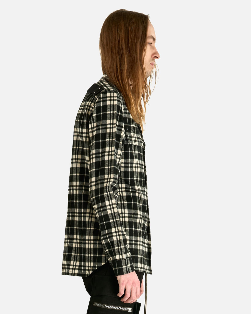 Оригінальна Outershirt In Black Plaid Rick owens – вид ззаду