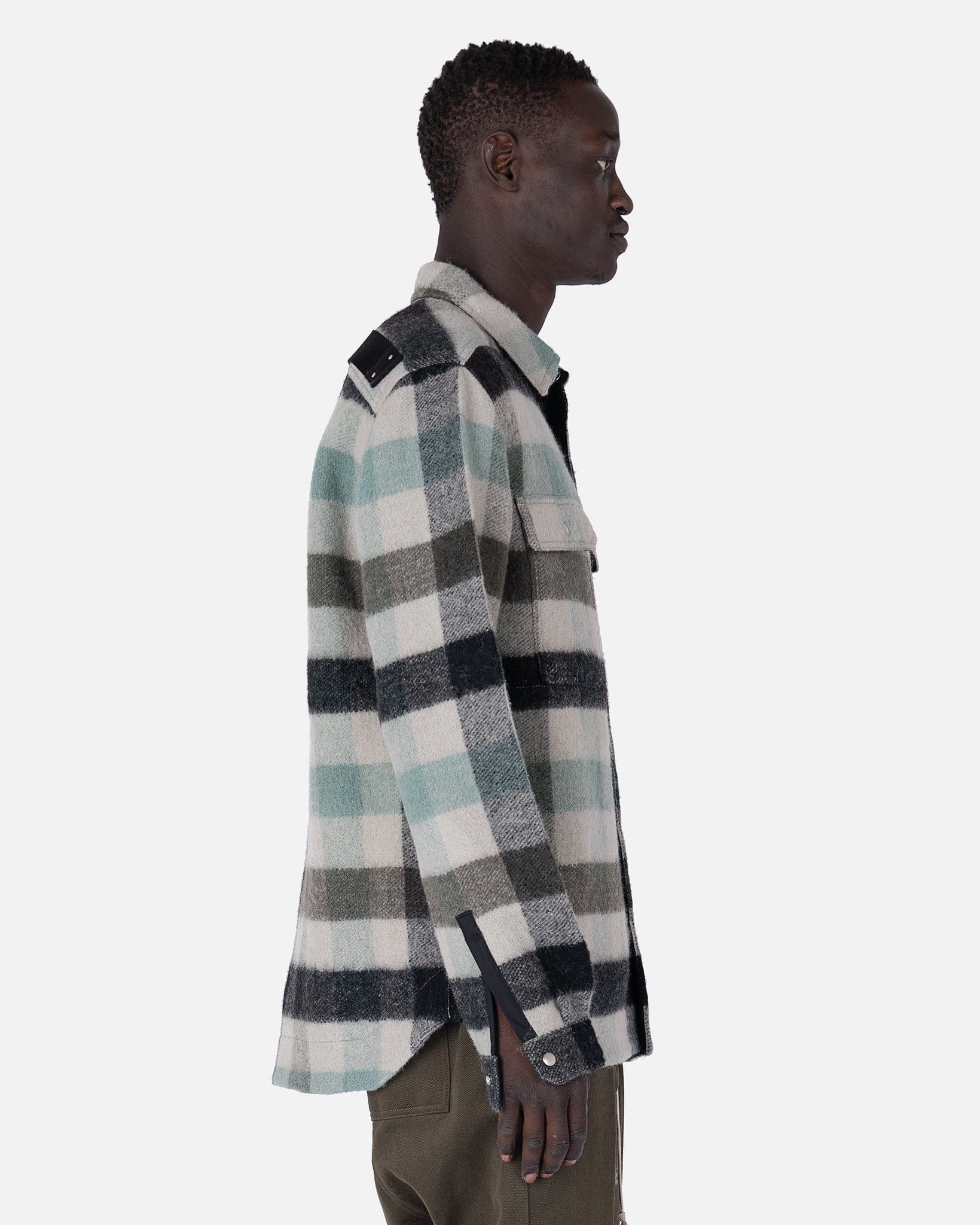 Outershirt In Pearl Plaid Rick owens оригінал – Купити в Україні – вид ззаду