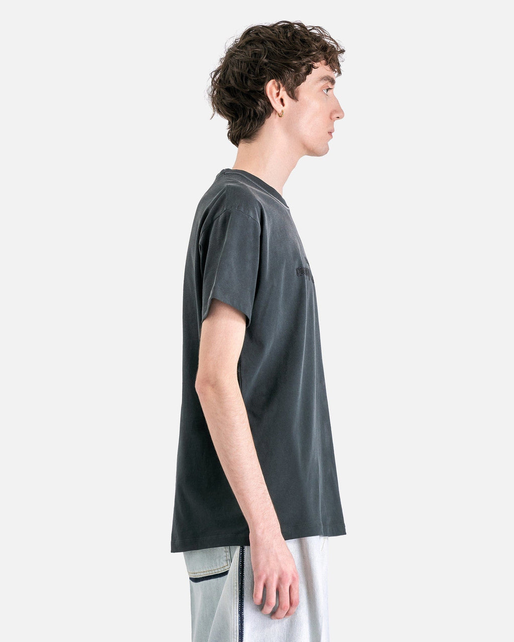 Оригінальна Overdyed Treatment Logo T-Shirt In Washed Black Maison margiela – вид ззаду
