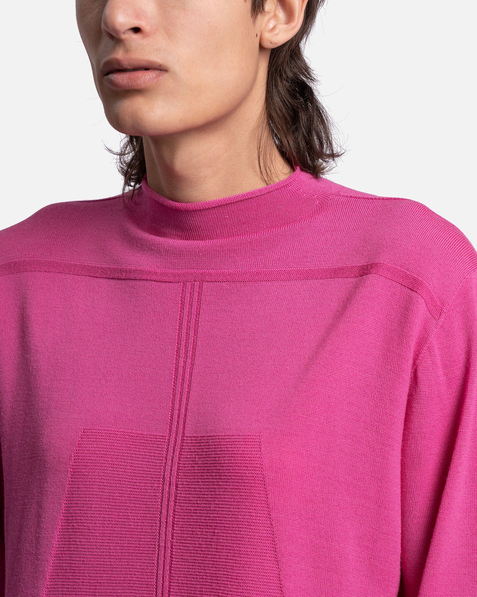 Oversized Geo Round Neck Sweater In Hot Pink Rick owens оригінал – Купити в Україні – детальний вид