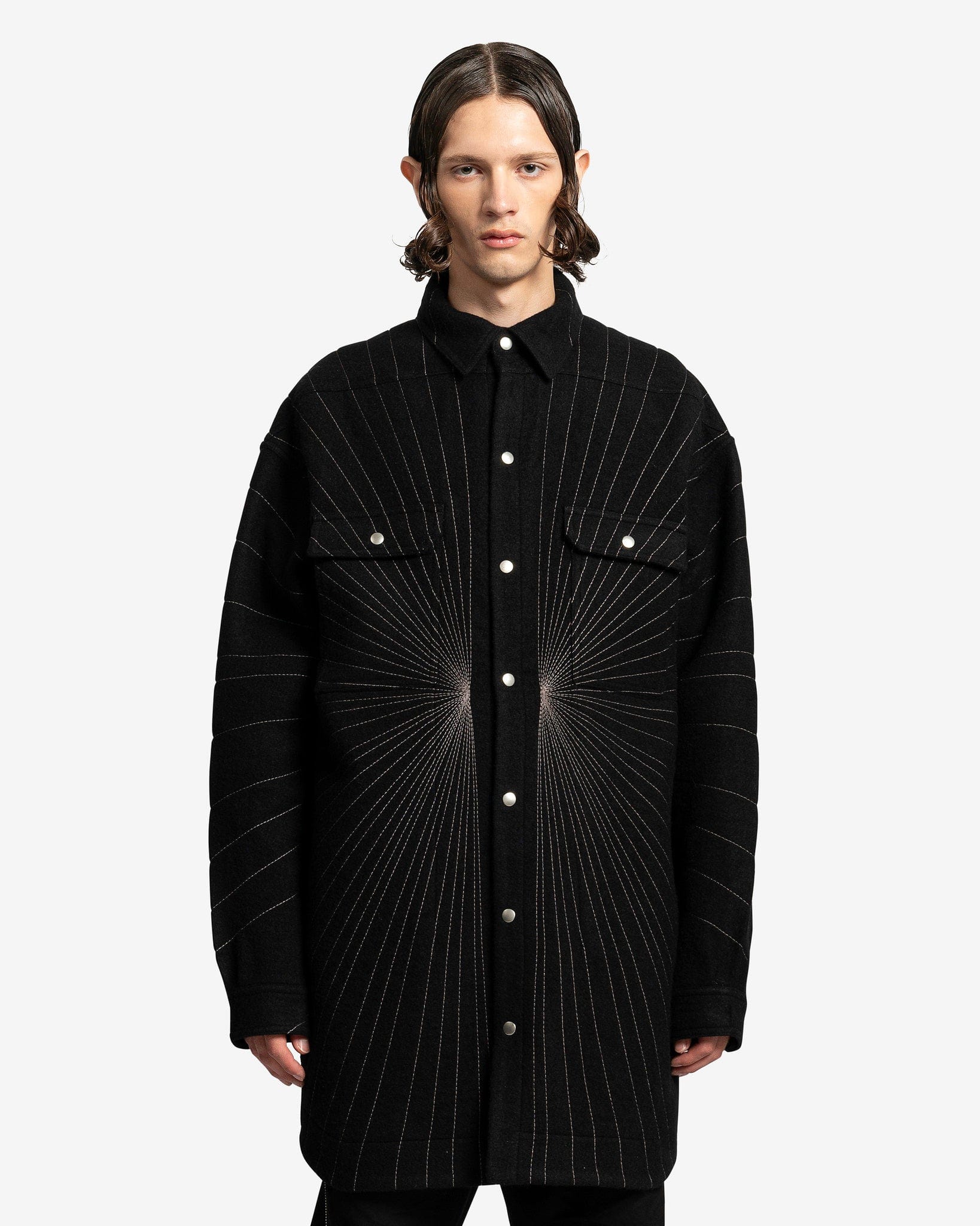 Oversized Outershirt In Black Rick owens – Гарантія оригінальності – боковий вид