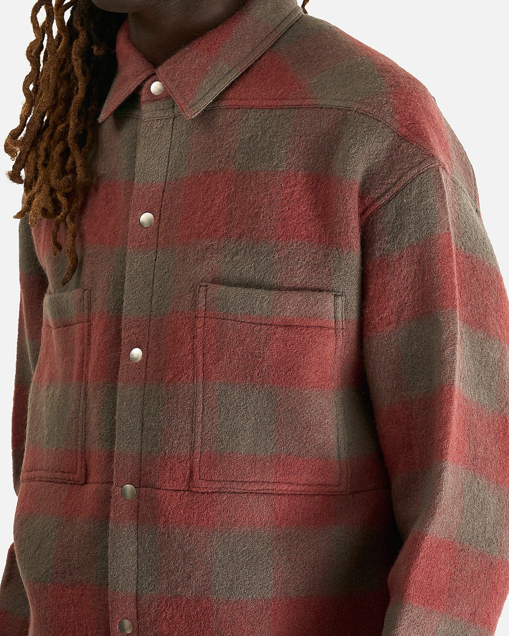 Oversized Outershirt In Rosewood Plaid Rick owens оригінал – Купити в Україні – збільшений вид