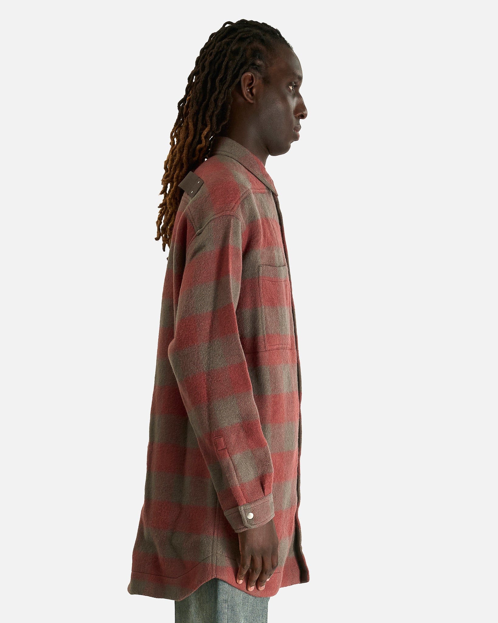 Oversized Outershirt In Rosewood Plaid Rick owens оригінал – Купити в Україні – вид ззаду