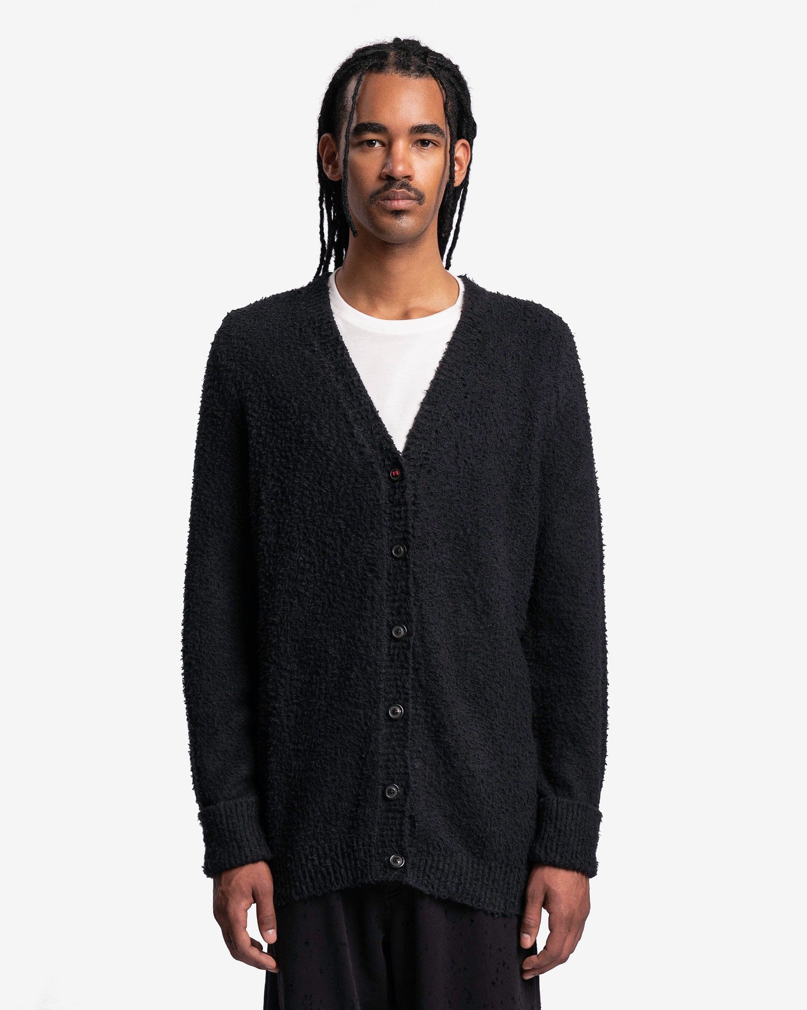 Оригінальна Oversized Piled Cardigan In Black Maison margiela – боковий вид