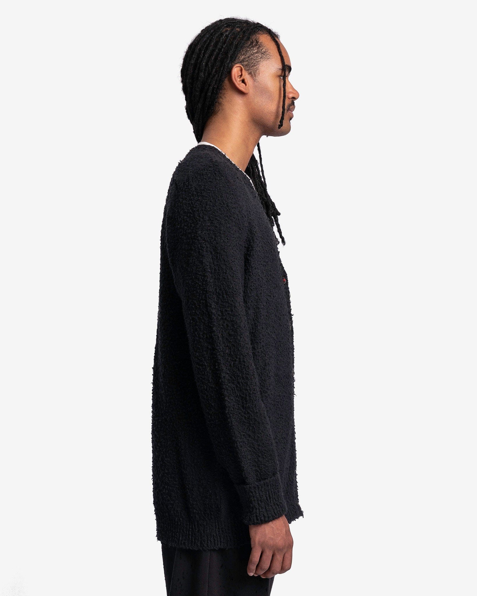 Оригінальна Oversized Piled Cardigan In Black Maison margiela – вид ззаду