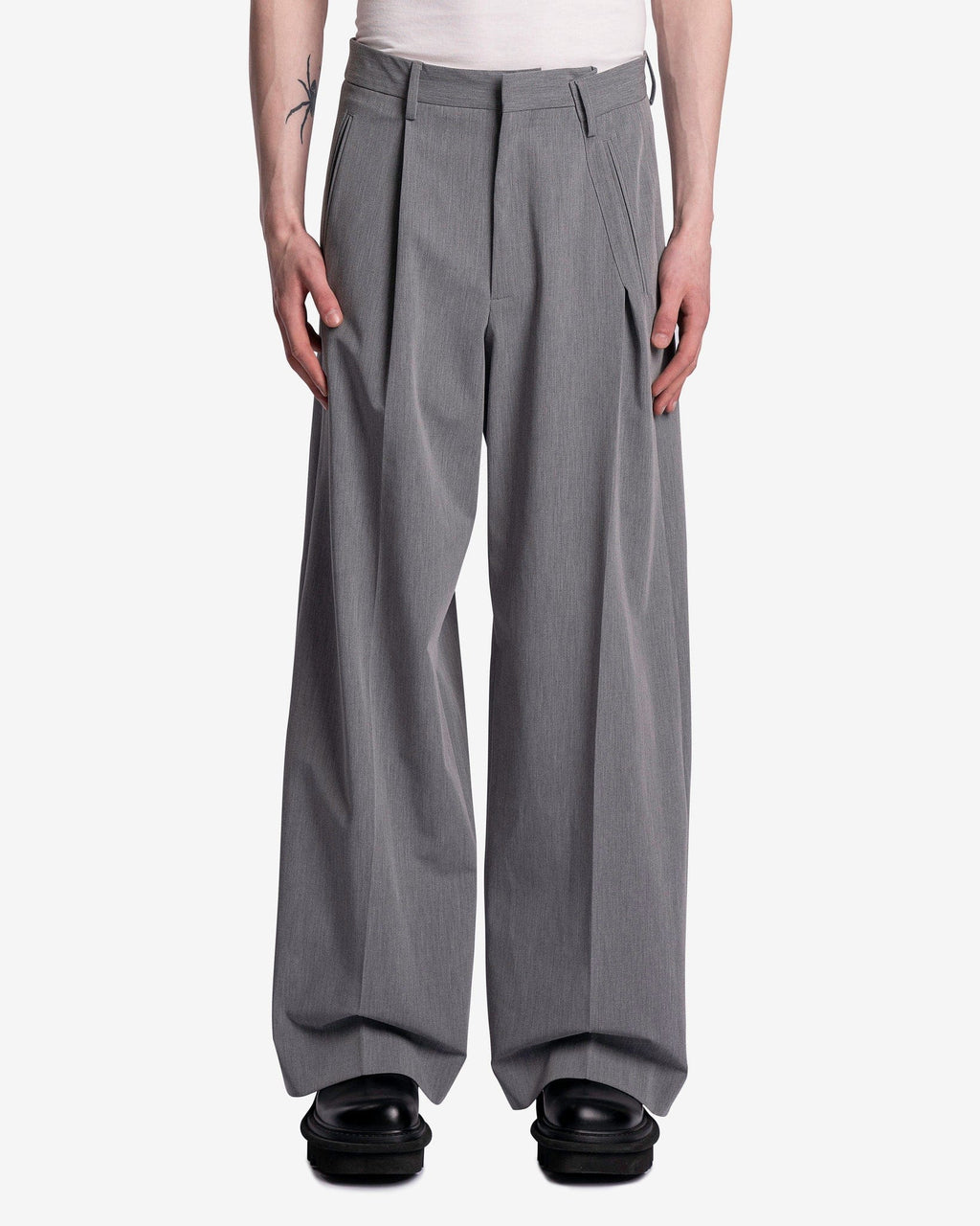 Оригінальна Oversized Trousers In Grey Melange Maison margiela – боковий вид