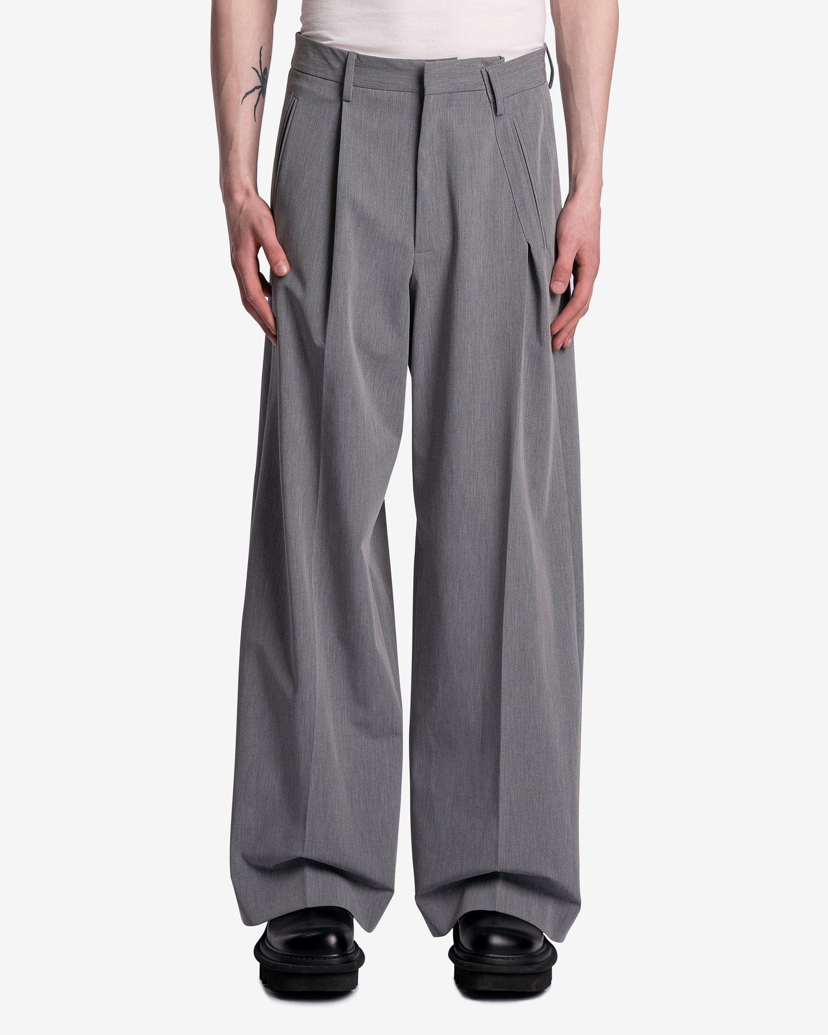 Оригінальна Oversized Trousers In Grey Melange Maison margiela – боковий вид