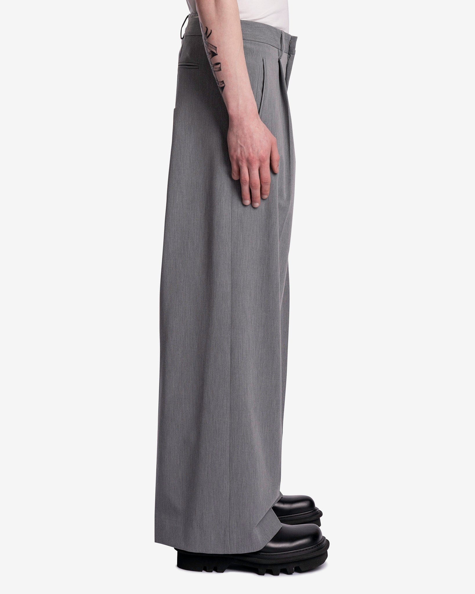 Оригінальна Oversized Trousers In Grey Melange Maison margiela – вид ззаду