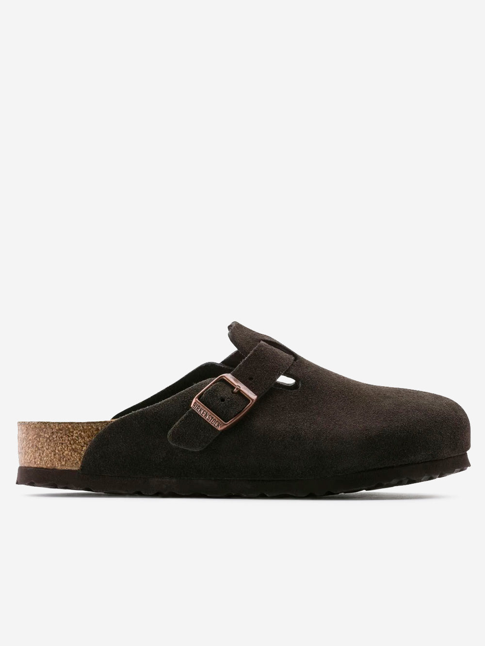 Оригінальна Boston Suede Brown Mocha Birkenstock – боковий вид