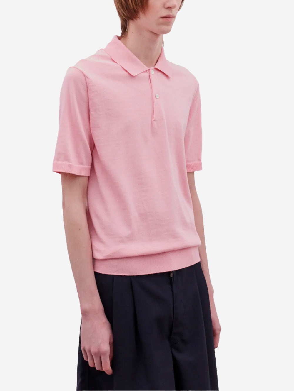 Оригінальна Pink Knit Short-Sleeved Polo Shirt Comme des garcons – збільшений вид