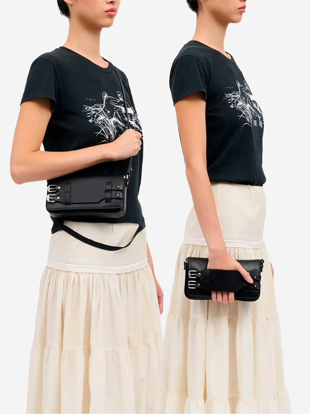 Оригінальна Black Leather Bracelet Bag With White Stitching Maison margiela – вид ззаду - MAISON MARGIELA